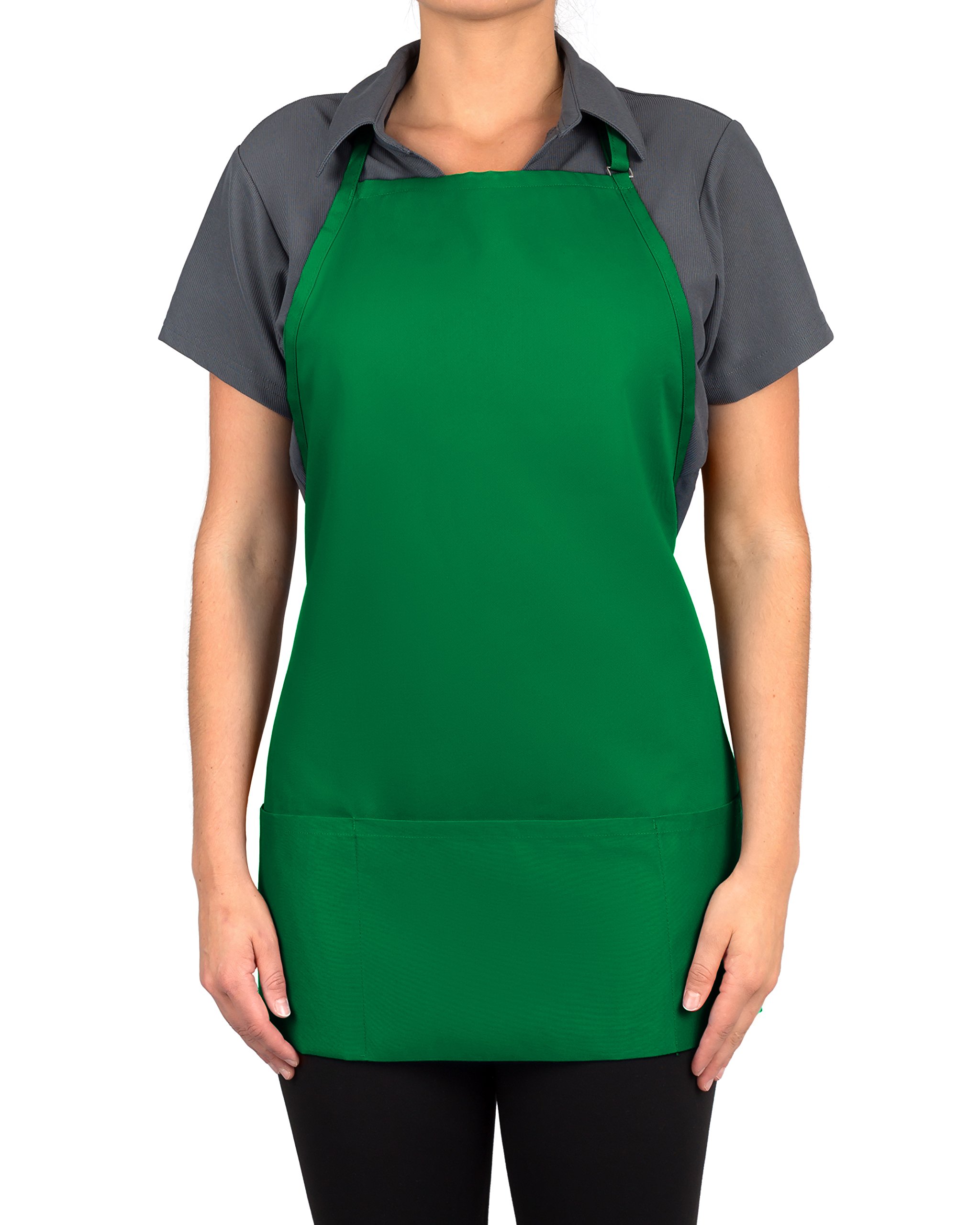 KNG Kelly Green - Delantal ajustable con 3 bolsillos para hombre y mujer, paquete de 2