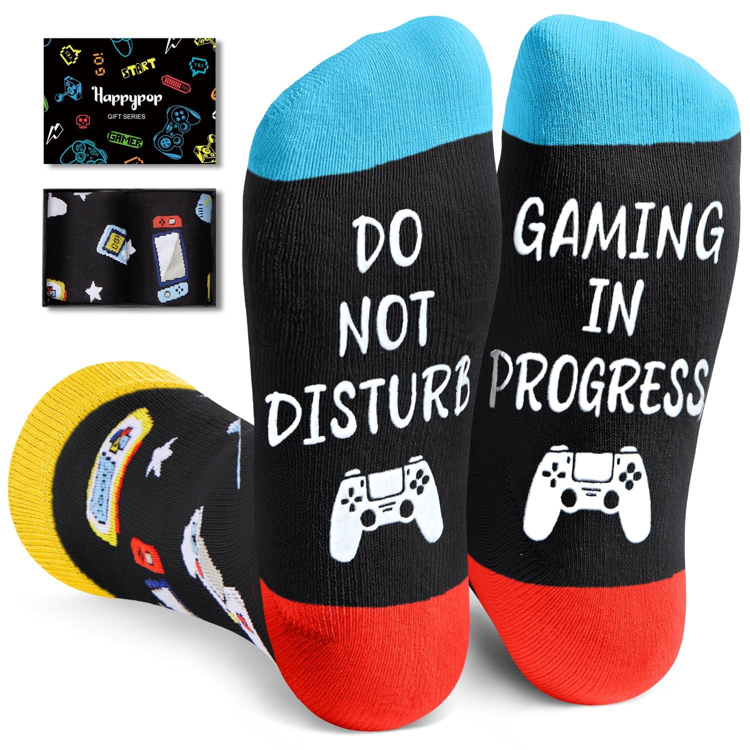 HAPPYPOP Gaming Gifts for Men Teens - Gaming Socks Video Game Socks Christmas Gifts for Male Gaming Lover
