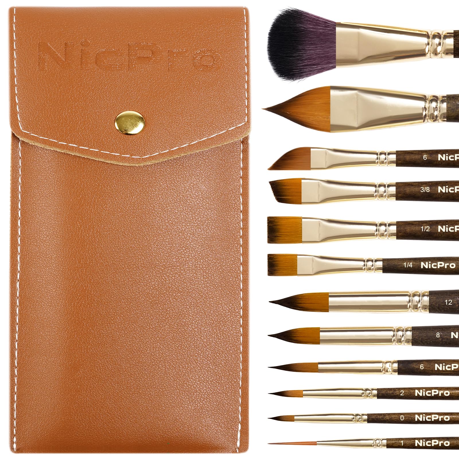 Nicpro 12PCS Professional Watercolor Brushes Set, Travel Paint Brushes | Kolinsky Sable-l…