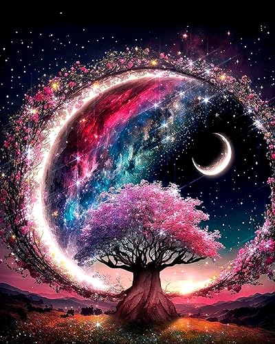 Kits de pintura de diamantes para adultos, arte de diamantes de taladro redondo completo 5D, árbol de la vida, pintura de diamantes de imitación de