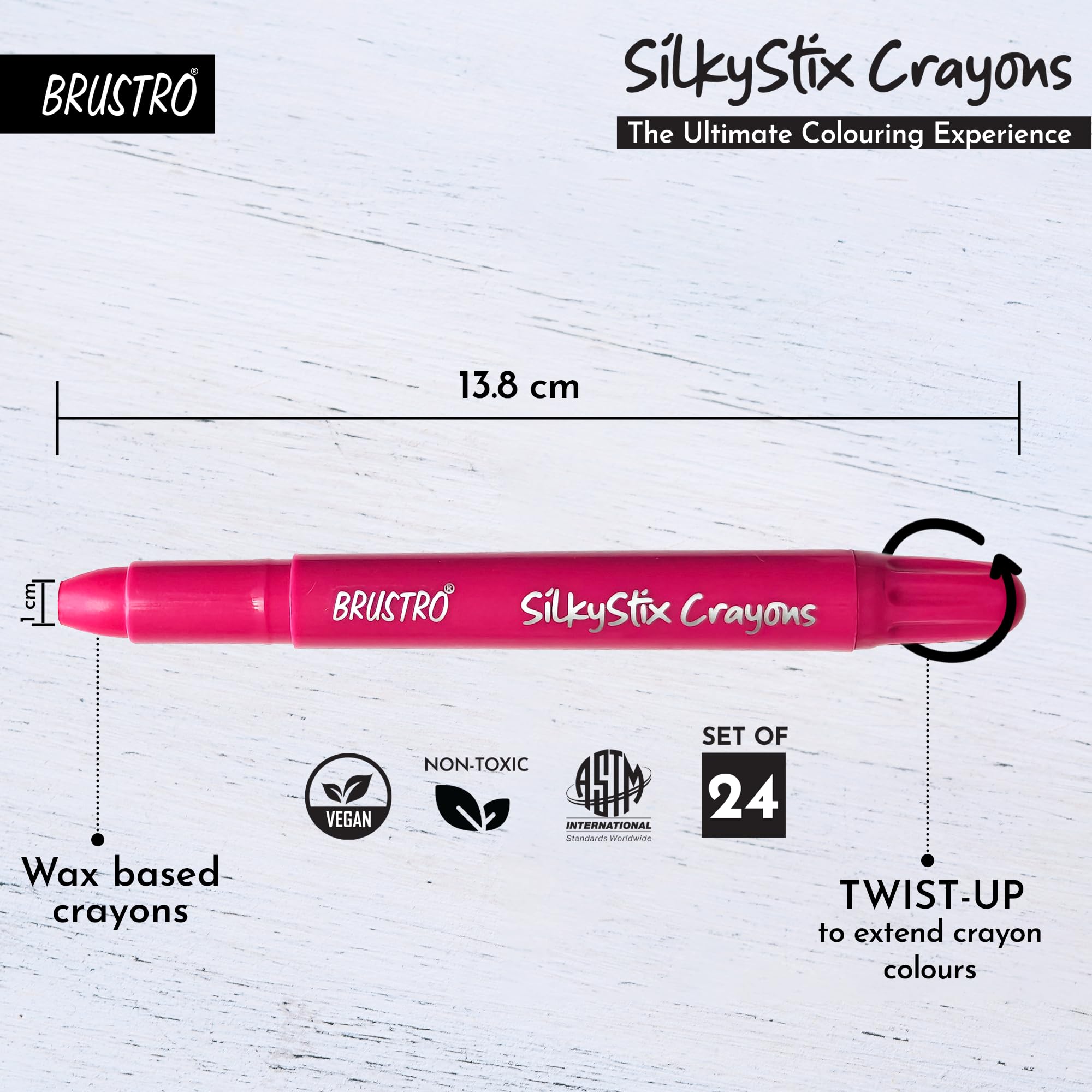 BRUSTRO SilkyStix glatte Buntstifte, Set mit 24 Buntstiften, lebendige und verspielte Farben, umweltfreundlich, ideal für mischbare Malerei, Graffiti, Malen, Kritzeln, sicher für Studenten, Profis