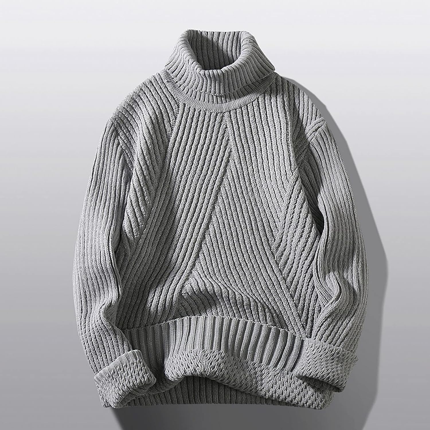 Ymosrh Men's Knitted Turtleneck Sweater Long Sleeve Ribbed Thermal Casual Winter Pullover Sweaters Fashion Tops, M-3XL
