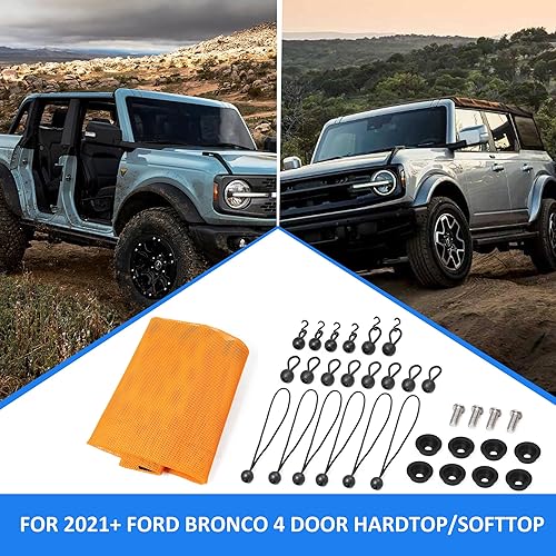 Miniatura 6 de RERPRO Parasol Compatible con Ford Bronco 2021 2022 2023 2024 2025 Nuevo de 4 Puertas Parasol Bikini Top Techo Bimini Red de Malla Suave Accesorios