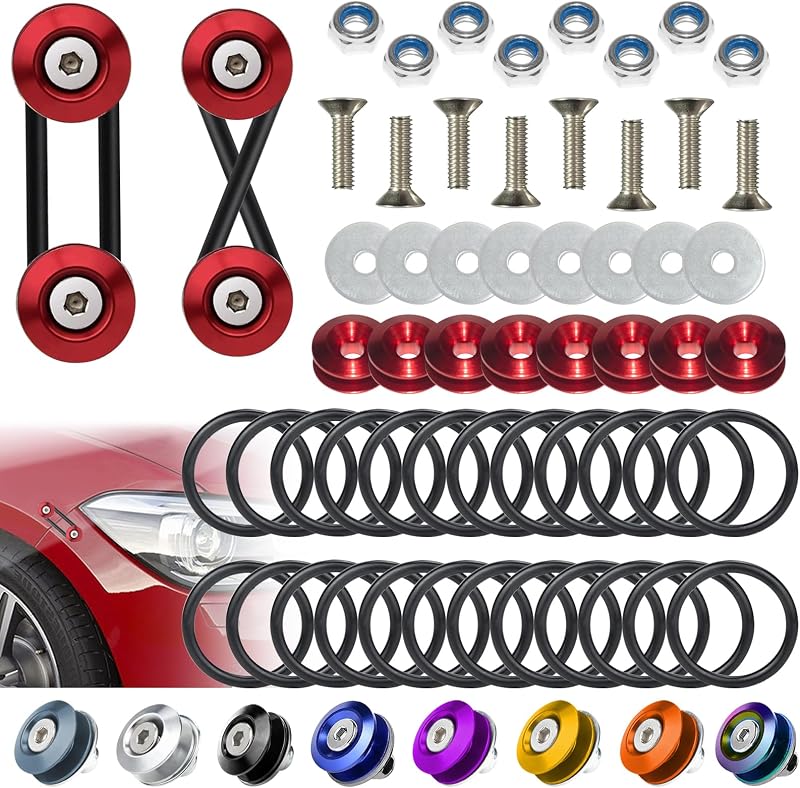 Kit de Presilhas de Engate Rápido para Para-choque BFXM Vermelho com Parafusos M6 – 56 peças