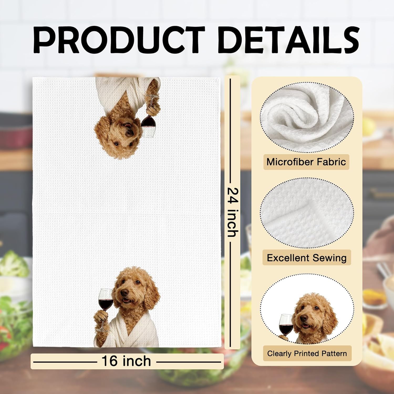 Funny Goldendoodle Bathroom Hand Towels Set of 2, Goldendoodle Gifts, Dog Gifts for Women Dog Lovers Home Decorative Hand Towels for Bathroom Washroom, Pet Bathroom Decor 16x24 Inch - Image 6