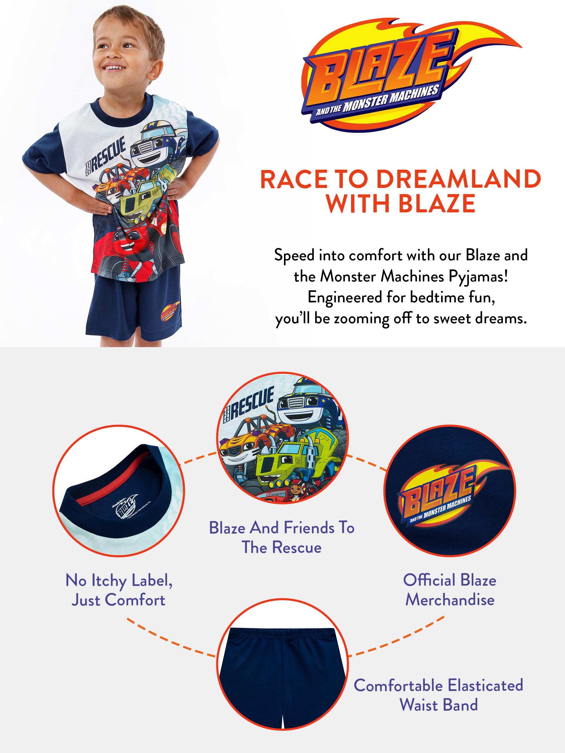 Blaze e le Mega Macchine Pigiama per Bambini I Pigiama per Ragazzi con Camion e Auto | età da 18 Mesi a 8 Anni | Merchandising Ufficiale