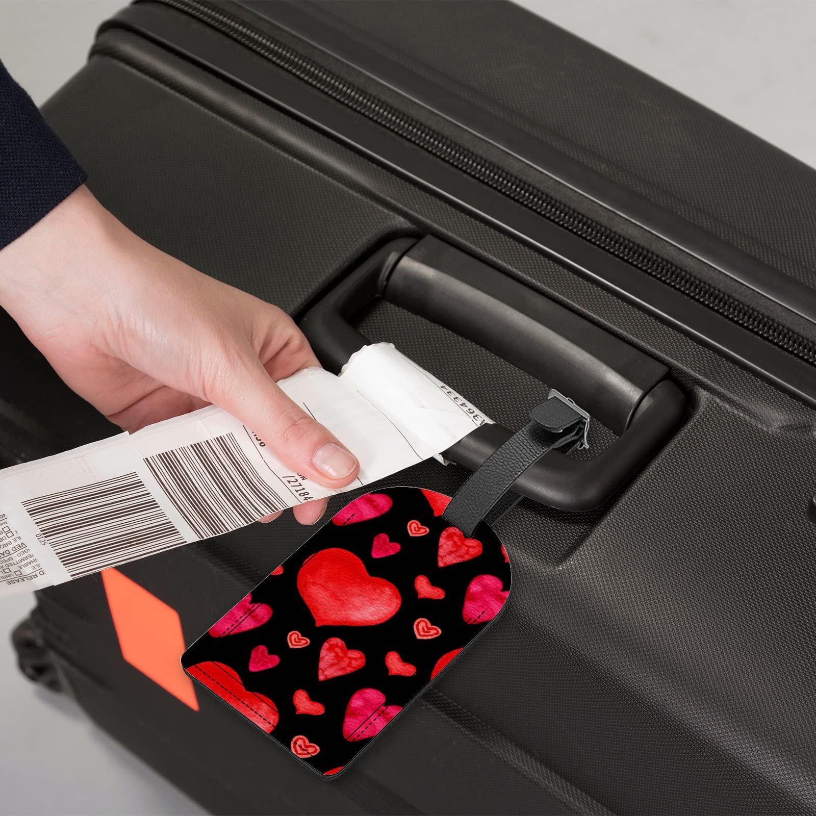 Étiquette De Bagage En Forme De Cœur Rouge - Boucle Métal - Protection Vie Privée Incluse - Idéal Voyage