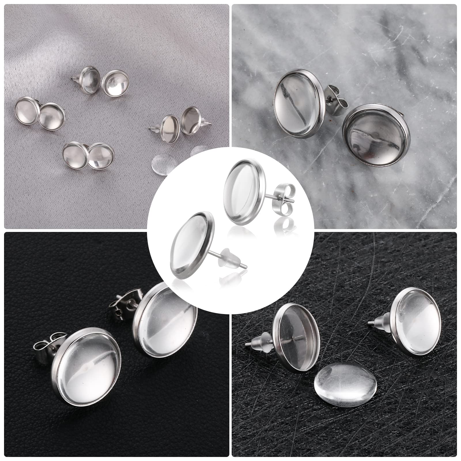 TOAOB 300 Pezzi 18 Mm Ganci Per Orecchini Anallergici 4mm Trasparente Ferma Chiu - 5