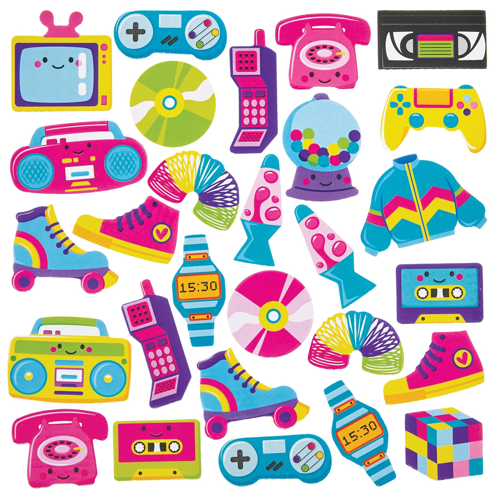 Baker Ross FN569 Retro Foam Stickers - Pack of 120, Stickers for Kids Arts and Crafts