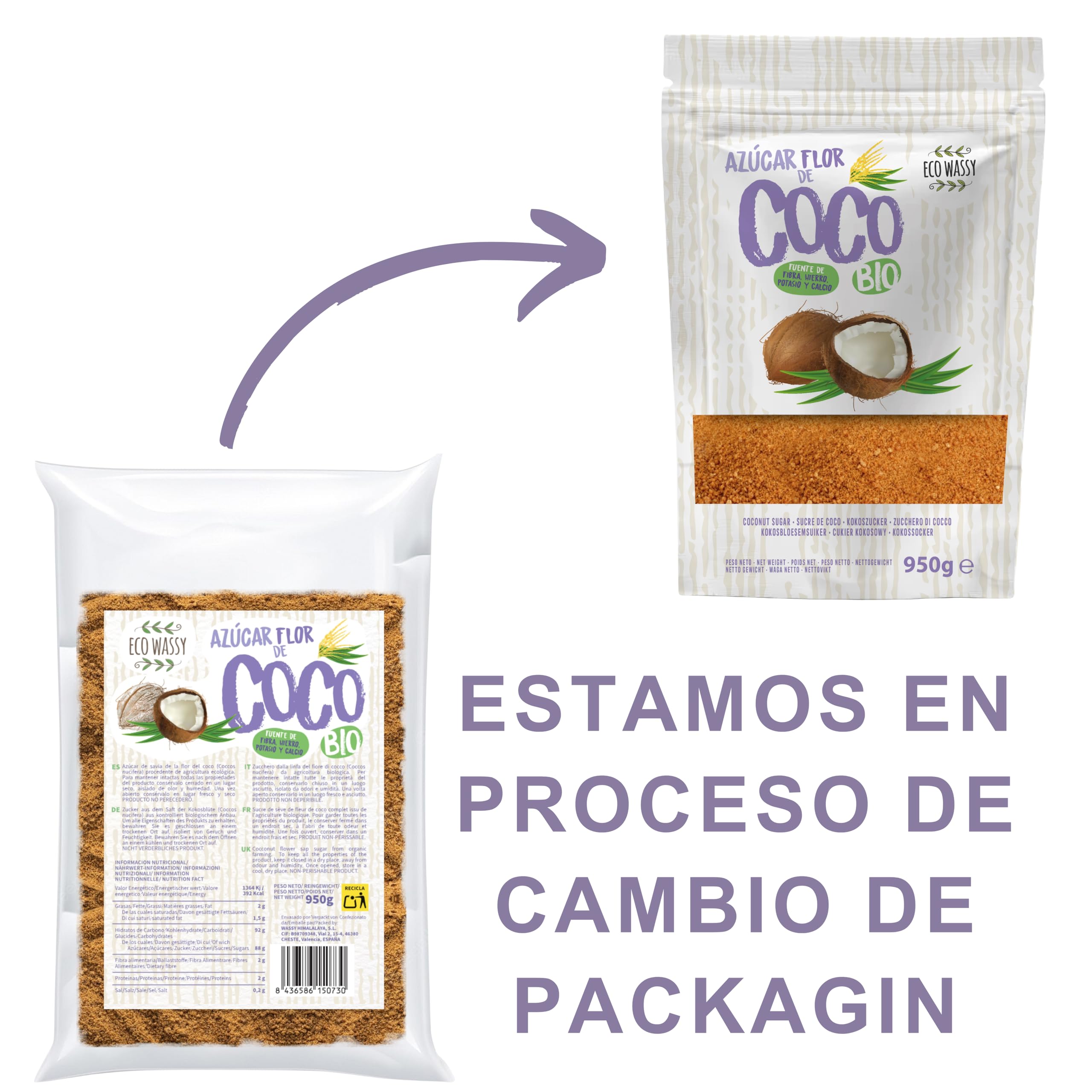 Azúcar De Flor de Coco Orgánico 950g Sin Gluten Bajo Índice Glucémico Vegano