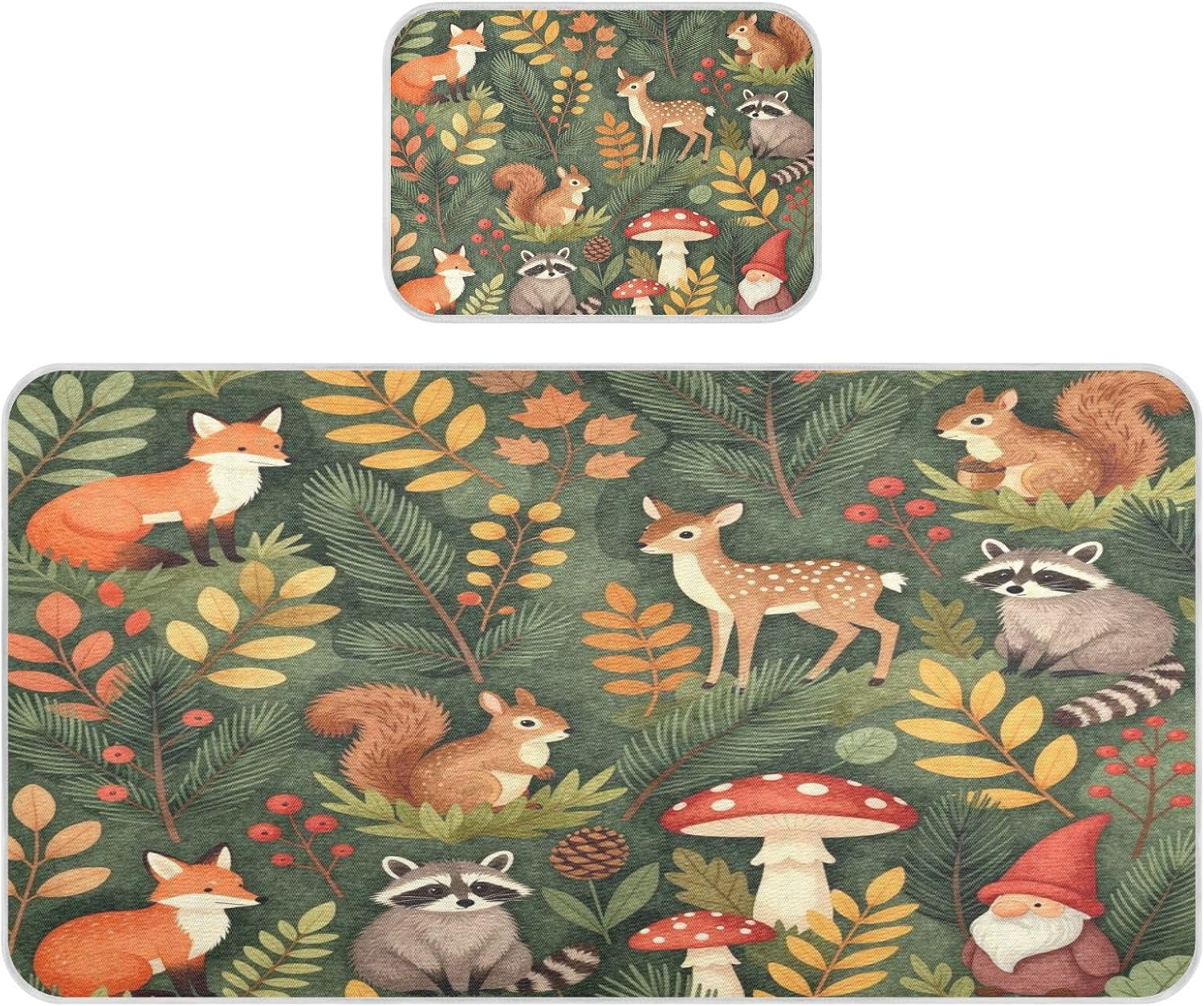 Cooling Baby Fitted Mattress 28" x 52" Breathable Forests Gnome Animal Forestland Bed Pads for Kids for Baby&Toddler