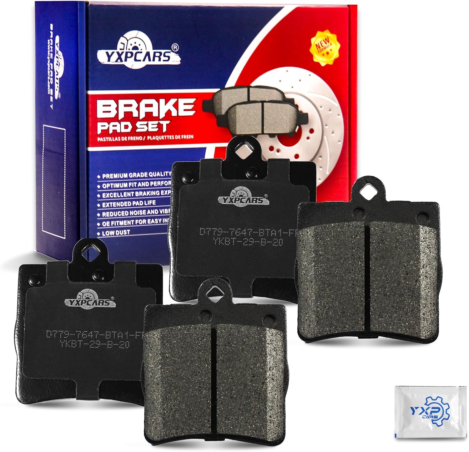 Ceramic Disc Brake Pads Set Rear Replacement for Mercedes-Benz C230 2002 2003 2004 2005/ C240 2001-2005/ Slk280 2006 2007 2008/ Slk300 2009 2010 2011