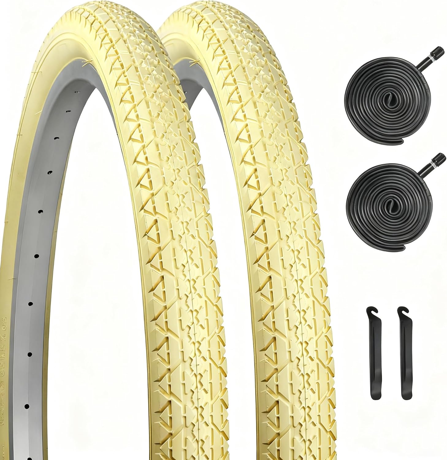 26 x 2.125 Inch Bike Tires Replacement Puncture-Resistant Bicycle Tires and Pair 26-inch Inner Tubes with Tire Levers for Urban City Cruiser Commuter Bike