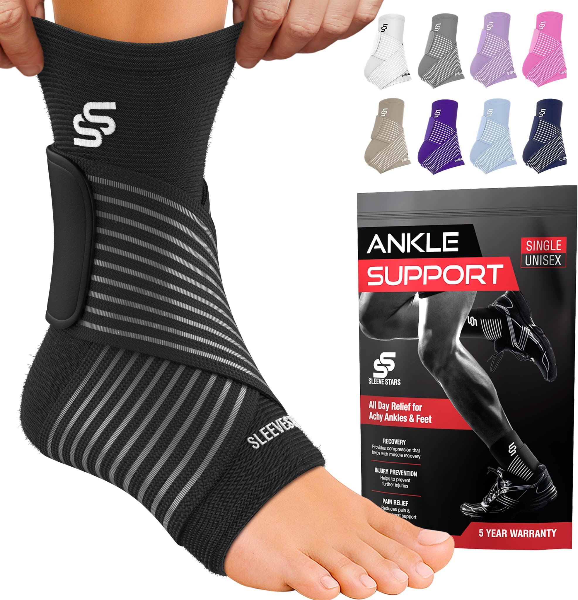 Ankle Brace for Plantar Fasciitis Support - Women & Men – Pain Relief Foot Sleeve, Single