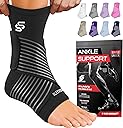 Sleeve Stars Ankle Brace for Women & Men, Ankle Wrap for Sprain, Compression Sleeve for Plantar Fasciitis Relief, Easy Customizable Support: w/ Removable Strap (Single/M:10"-12"/Black)