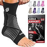 Sleeve Stars Ankle Brace for Women & Men, Ankle Wrap for Sprained Ankle, Compression Sleeve for Plantar Fasciitis Relief, Easy Customizable Support: w/Removable Strap (Pair/M:10-12/Black)