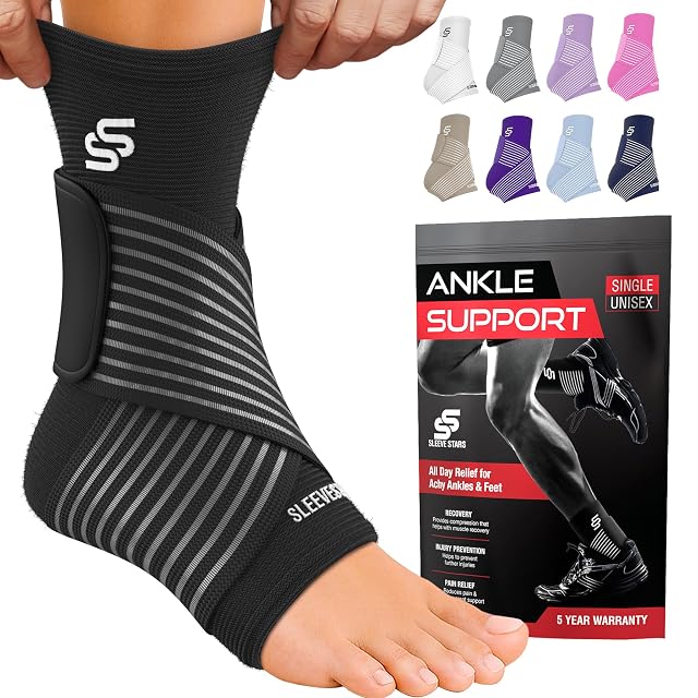 Sleeve Stars Ankle Brace for Women Men Ankle Wrap for Sprain Compression Sleeve for Plantar Fasciitis Relief Easy