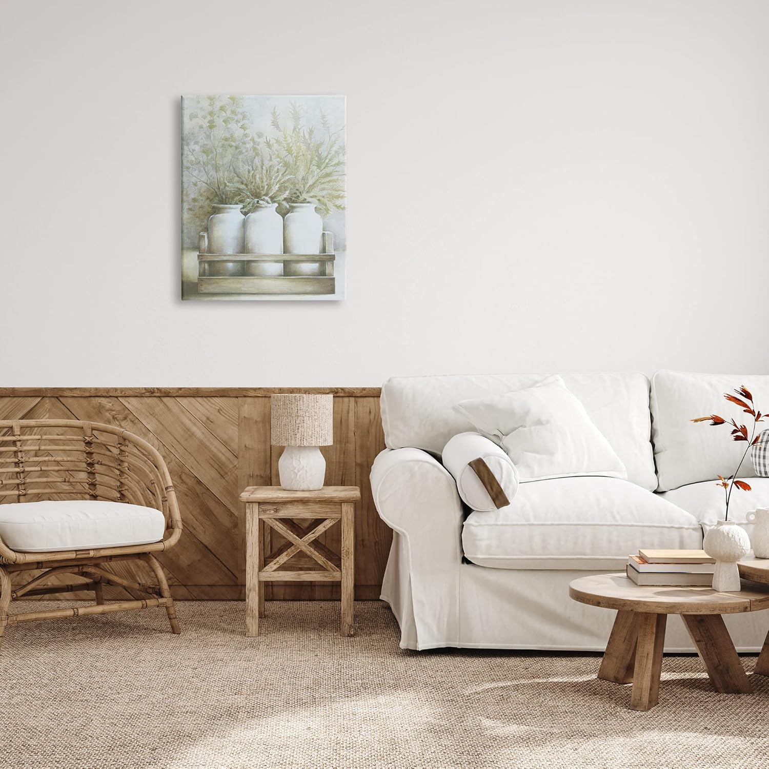 Stupell Industries Country Herbal Blooms Varied Plants Milk Jugs Canvas Wall Art, Design By White Ladder