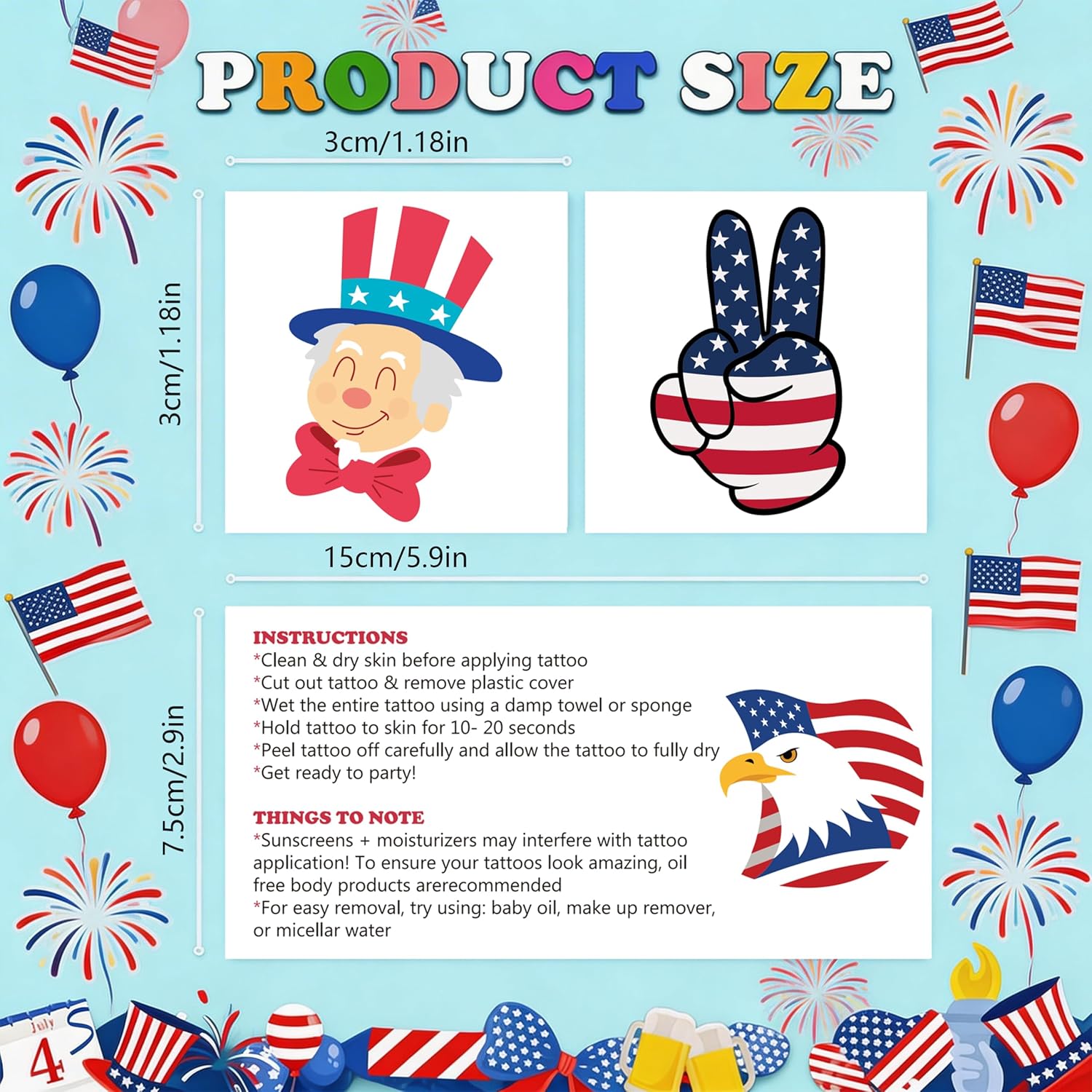 250th Anniversary USA Shirt - 150 PCS 4th of July Tattoos | 4th of July Outfits for Women - American Flag Red White Blue Decor for Fourth of July Accessories Merchandise Decorations Supplies Favors