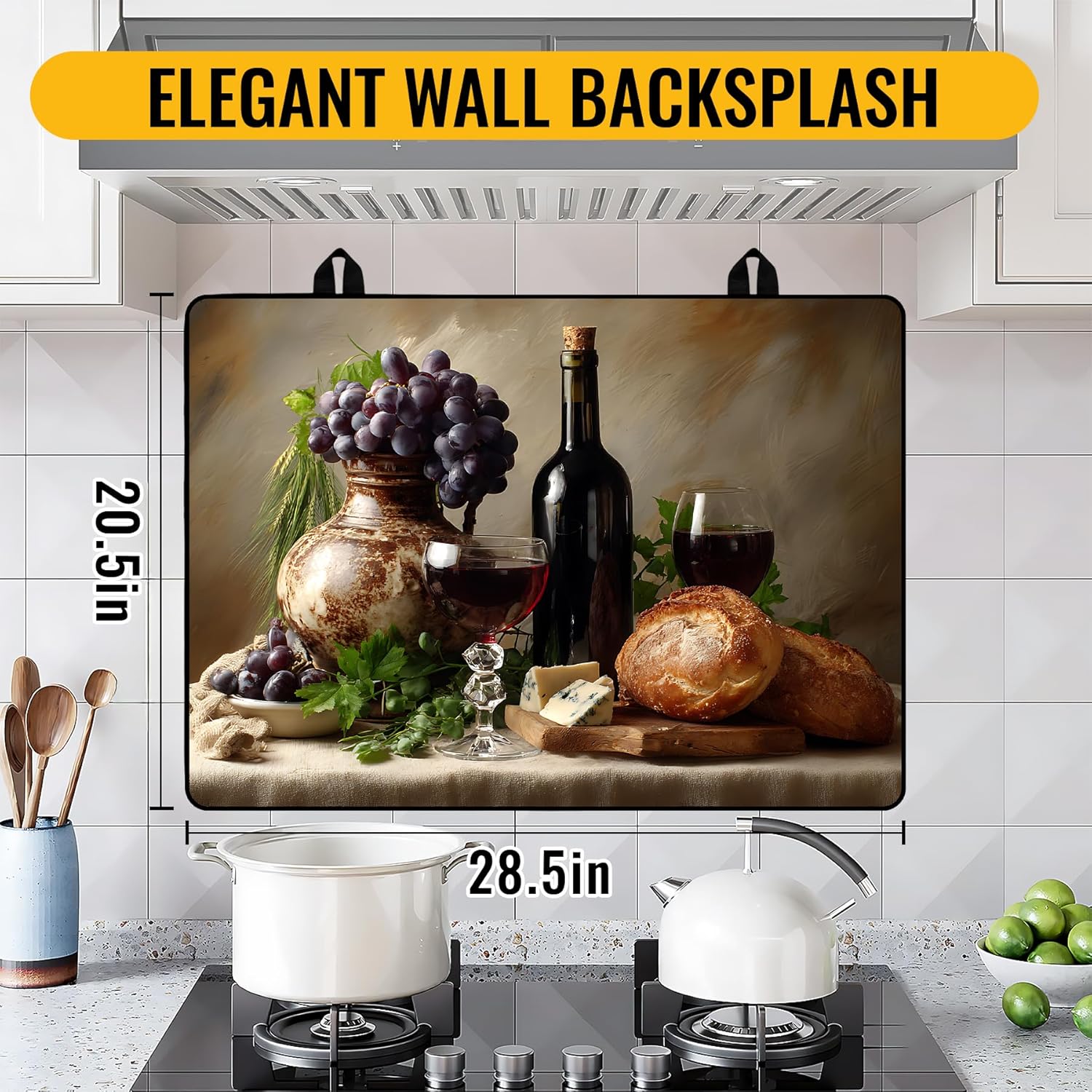 NYZE Stove Top Cover for Electric/Glass Stove, Flat Top Cooktop Protector, Electric Cooktop Cover, Extra Counter Space for Kitchen (Red Wine & Grapes)