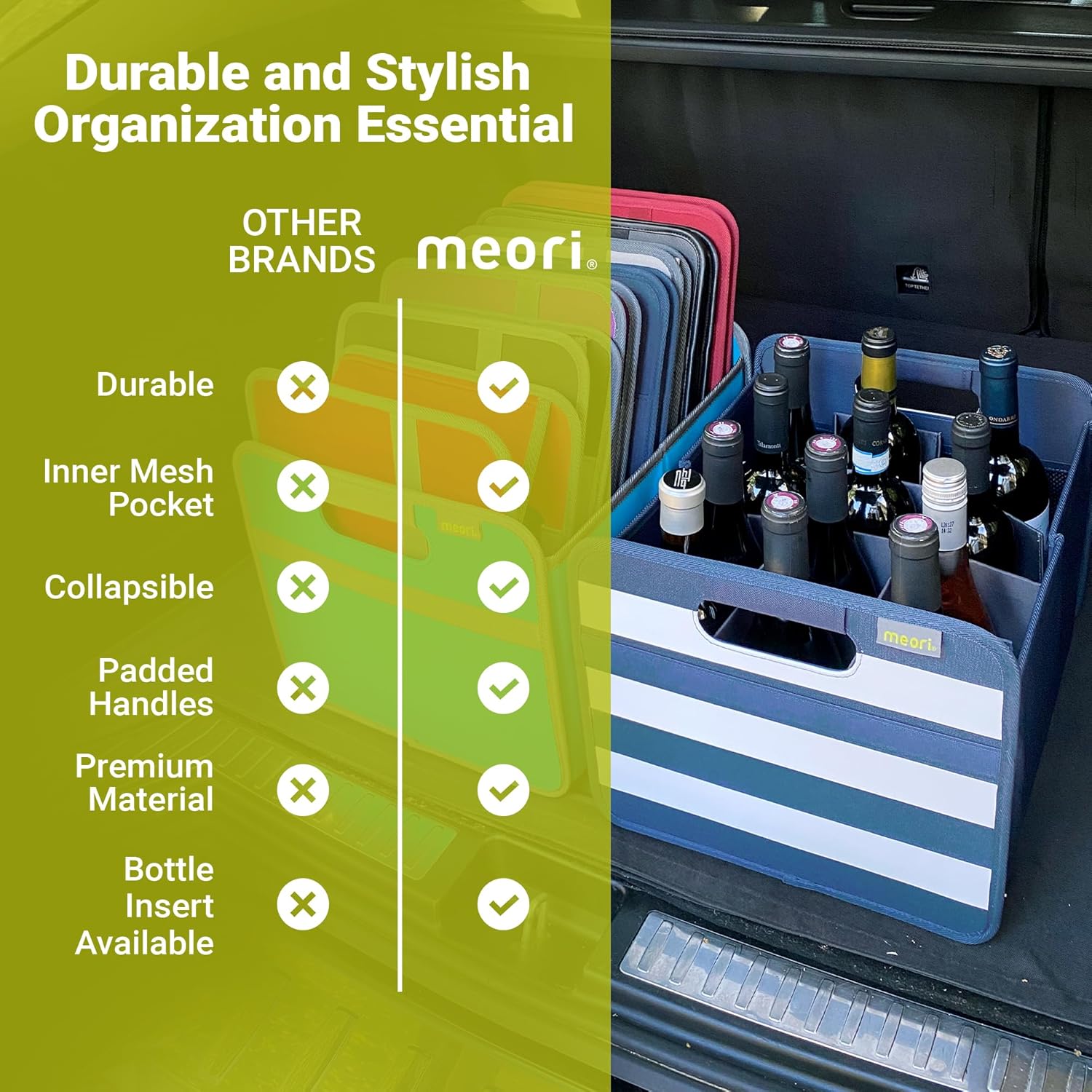 meori Rectangular Storage Baskets Collapsible Bins for Shelves, Sturdy Fabric Cube Storage Boxes with 2 Handles for Closet Nursery Cabinet Living Room