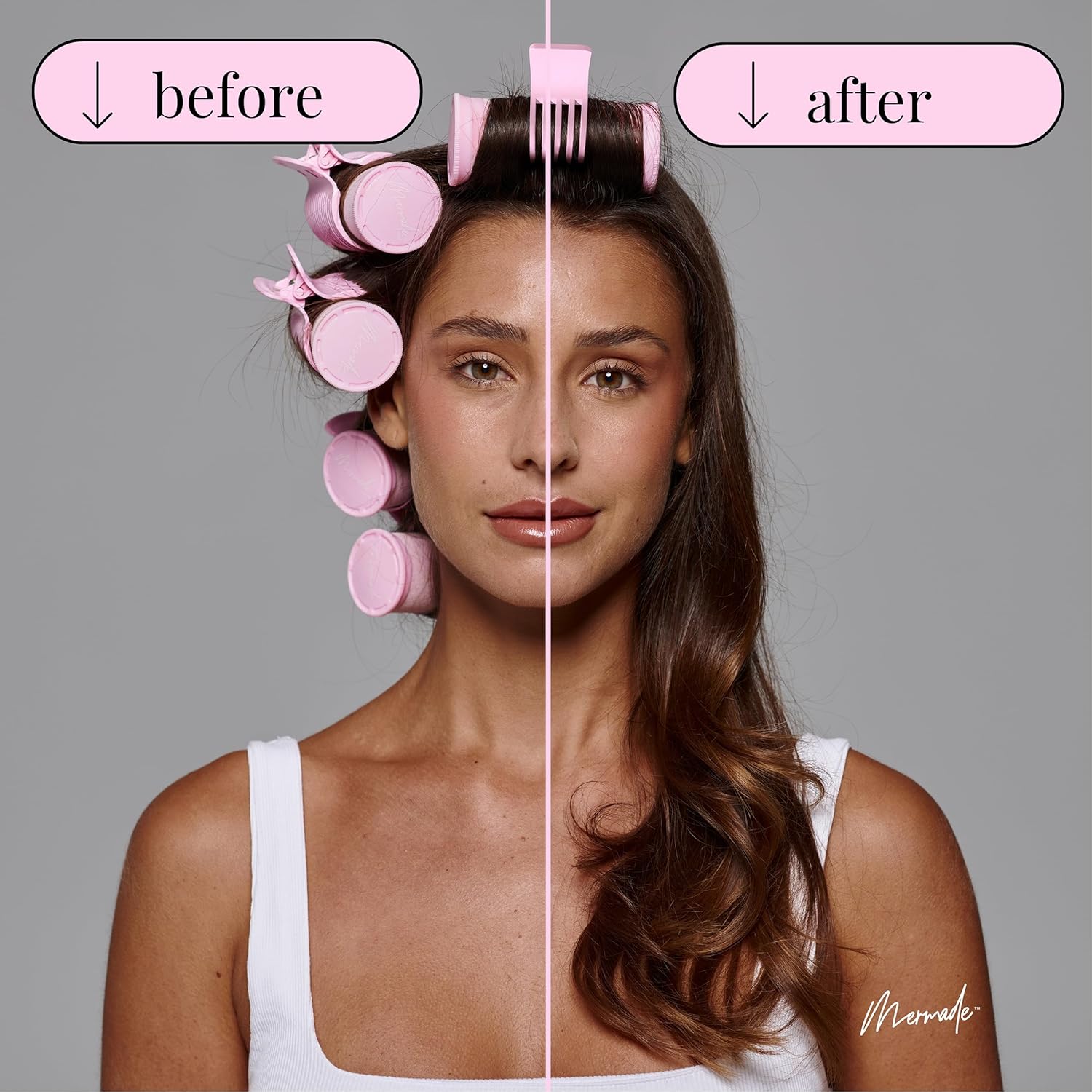 Mermade Hair Digital Hot Rollers - Hot Curlers for Women, Ideal for Short, Medium, and Long Hair, Large Heated Barrel - Set of 8