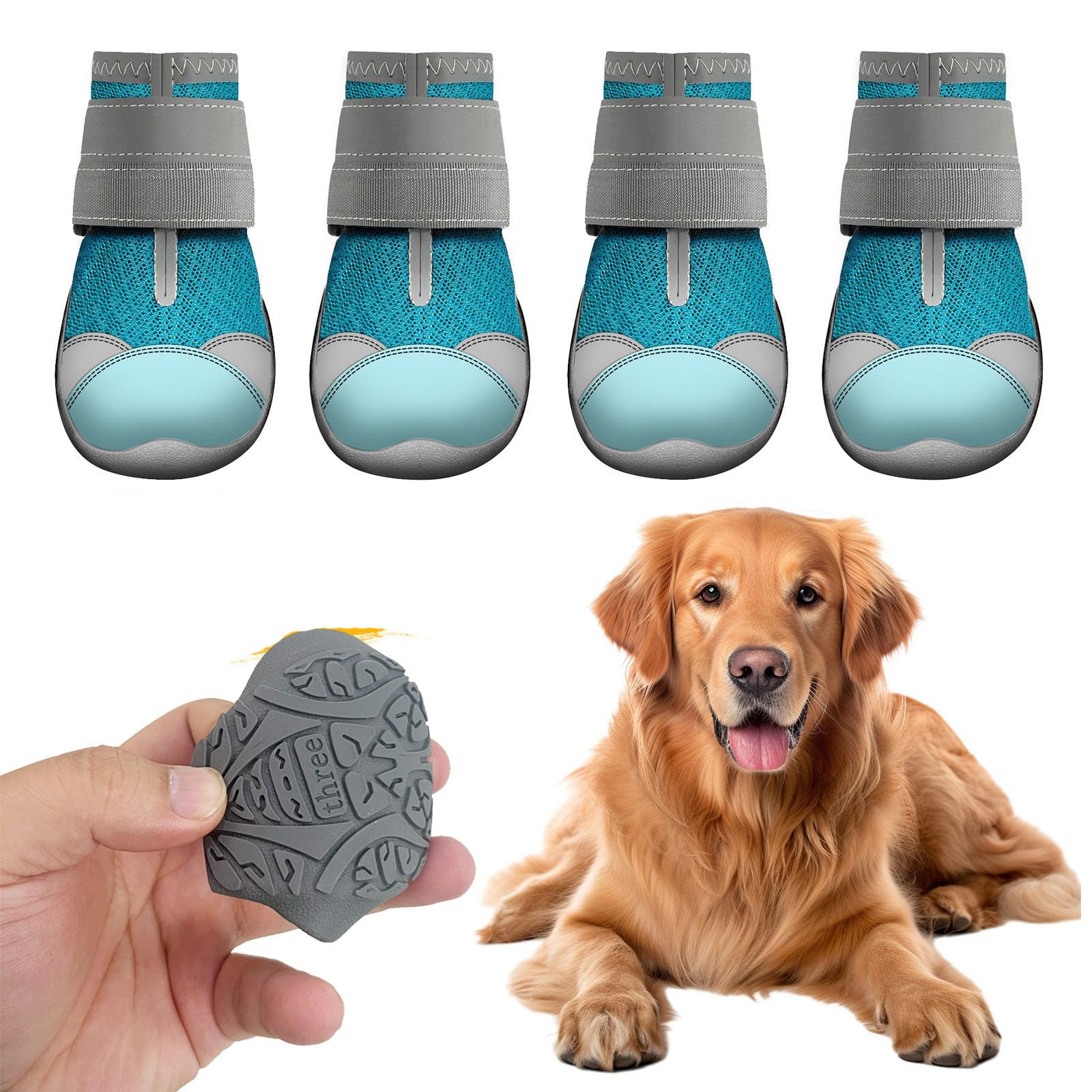 4Er-Set Hundeschuhe Für Alle Jahreszeiten, Wasserdicht Und rutschfest, Verstellbare Pfotenschutzschuhe Mit Reflektierenden Streifen Für Kleine, Mittlere Und Große Hunde,2XL