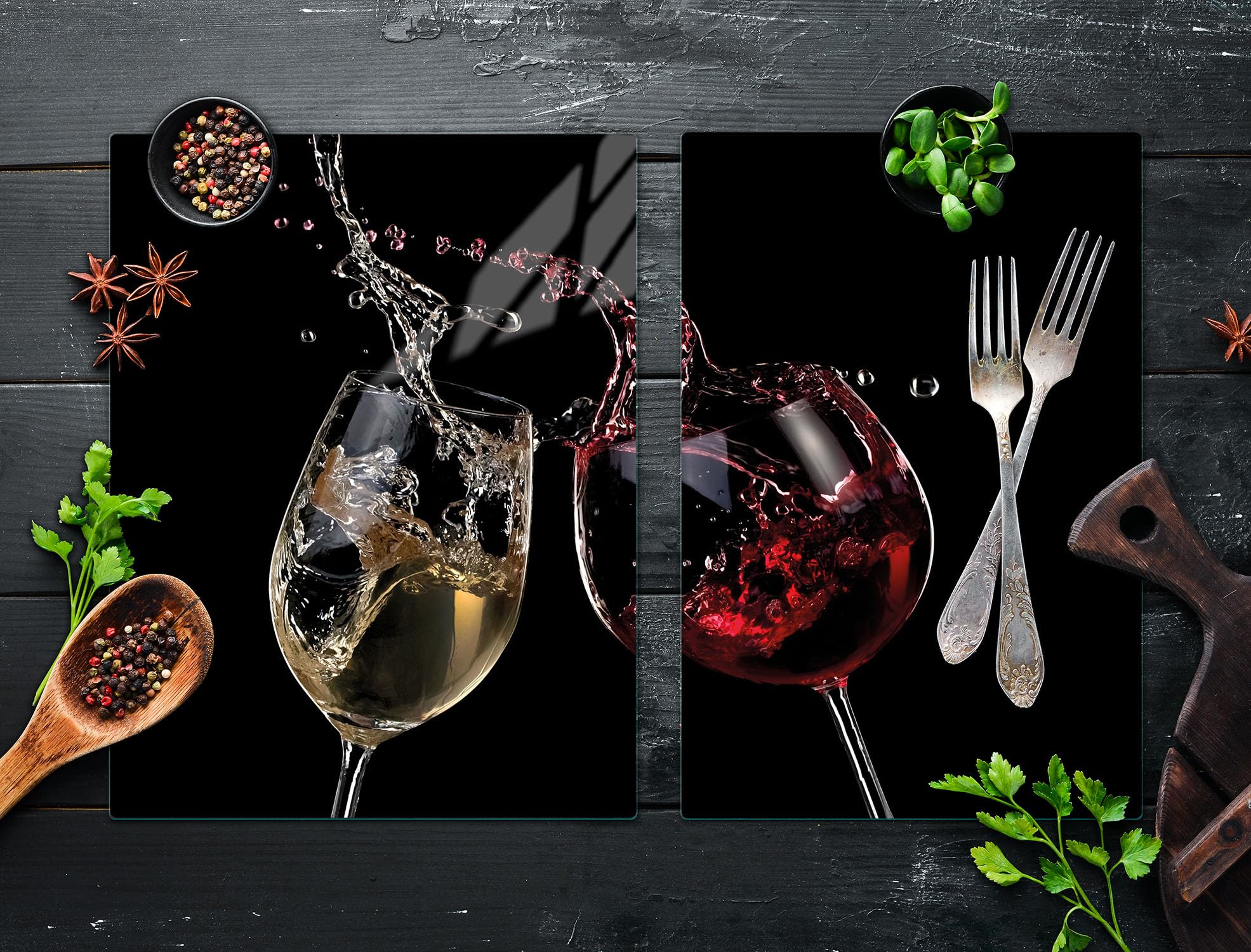 Protector Salpicaduras Cocina Placa Protectora De Vitrocerámica 70x52 Cm – Vidrio Templado, Multiusos: Protector, Tabla De Cortar, Bandeja (Diseño Ciudad) Placa Decorativa Ciudad
