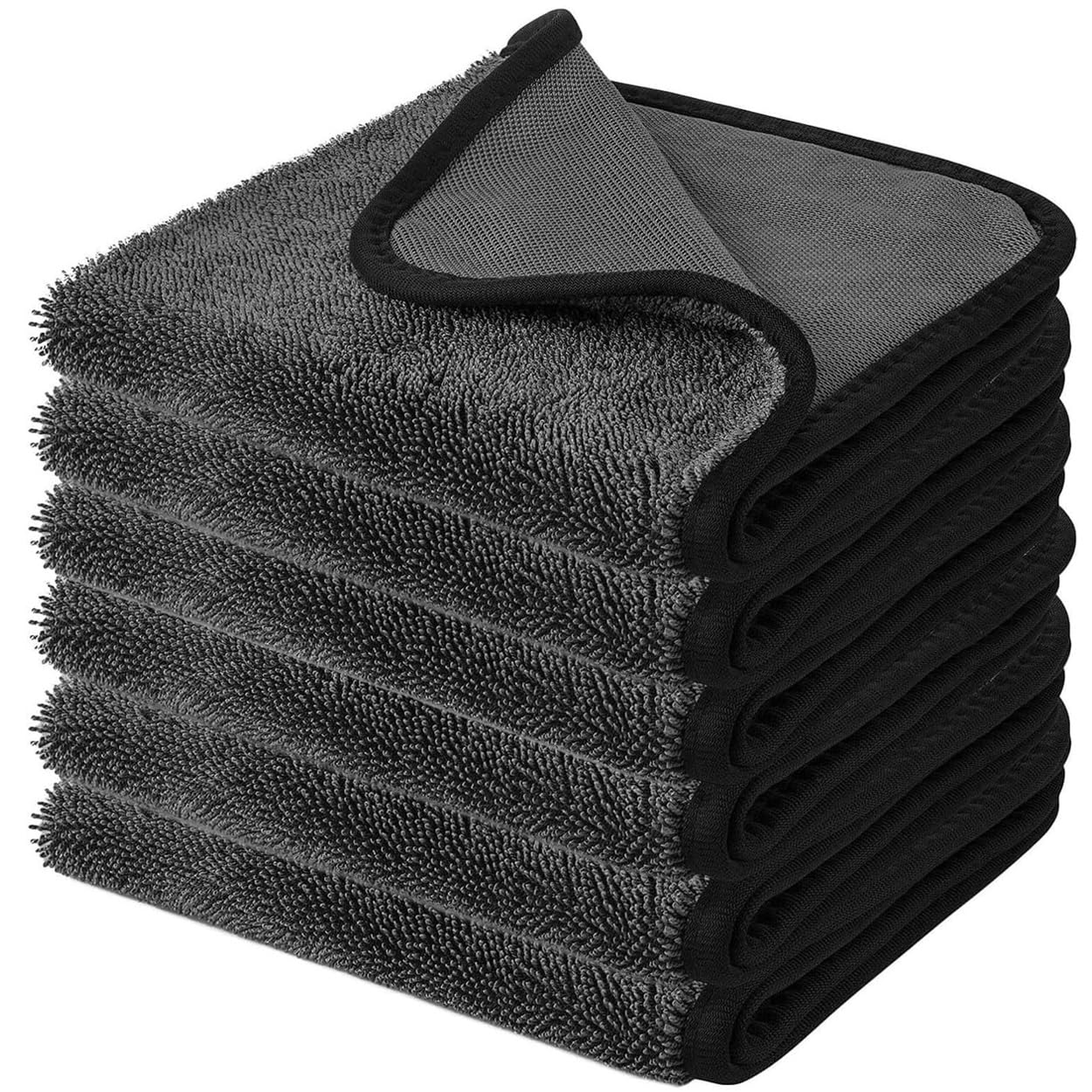 6-teiliges Set Badezimmer-Trockentücher, Premium-Auto-Trockentücher, große, gedrehte Mikrofasertücher, for die Autoreinigung, for Entfernen von Wasser in Dusche und Bad(40cmx60cm)