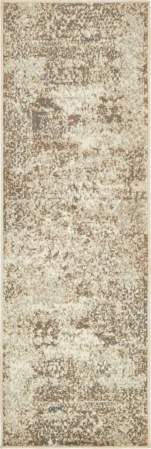 Unique Loom Tuareg Collection Distressed Abstract Traditional Vintage Area Rug (2' 0 x 6' 0 Runner, Beige/ Brown)