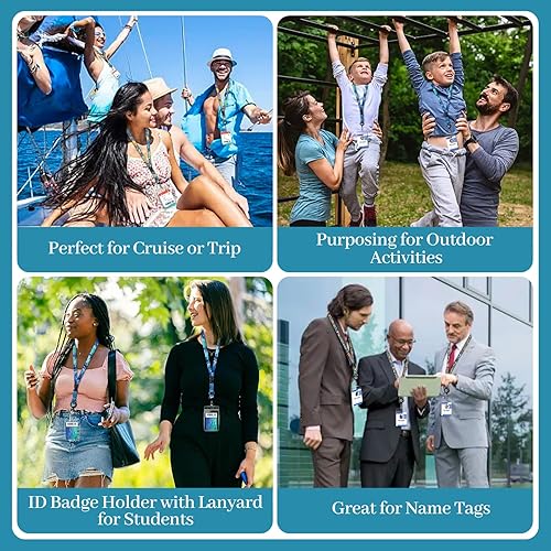 Miniatura 6 de Cordones de crucero, paquete de 3 cordones impermeables para crucero con carrete retráctil y soporte para identificación, tarjeta de identificación