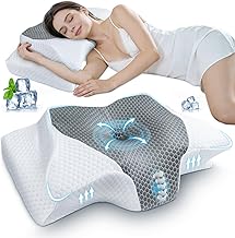 SAHEYER Neck Pillow for Sleeping, Orthopaedic Memory Pillow for Neck Support, Ergonomic Sleep Pillows, 60 x 35.5 x 13/10 cm