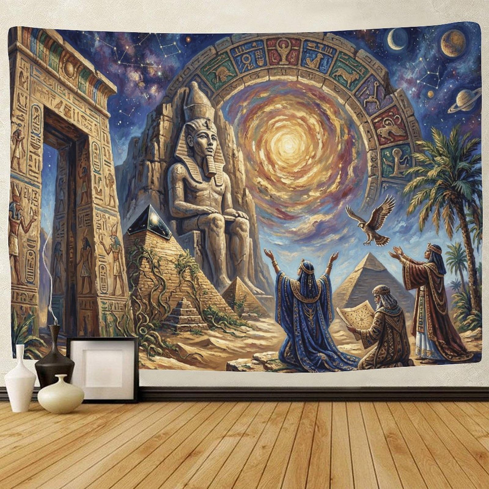 GPMNBCXZK Egyptian Pharaoh 3D Sphinx Bedroom Wall Decor Art Tapestry Living Room 70cmx100cm