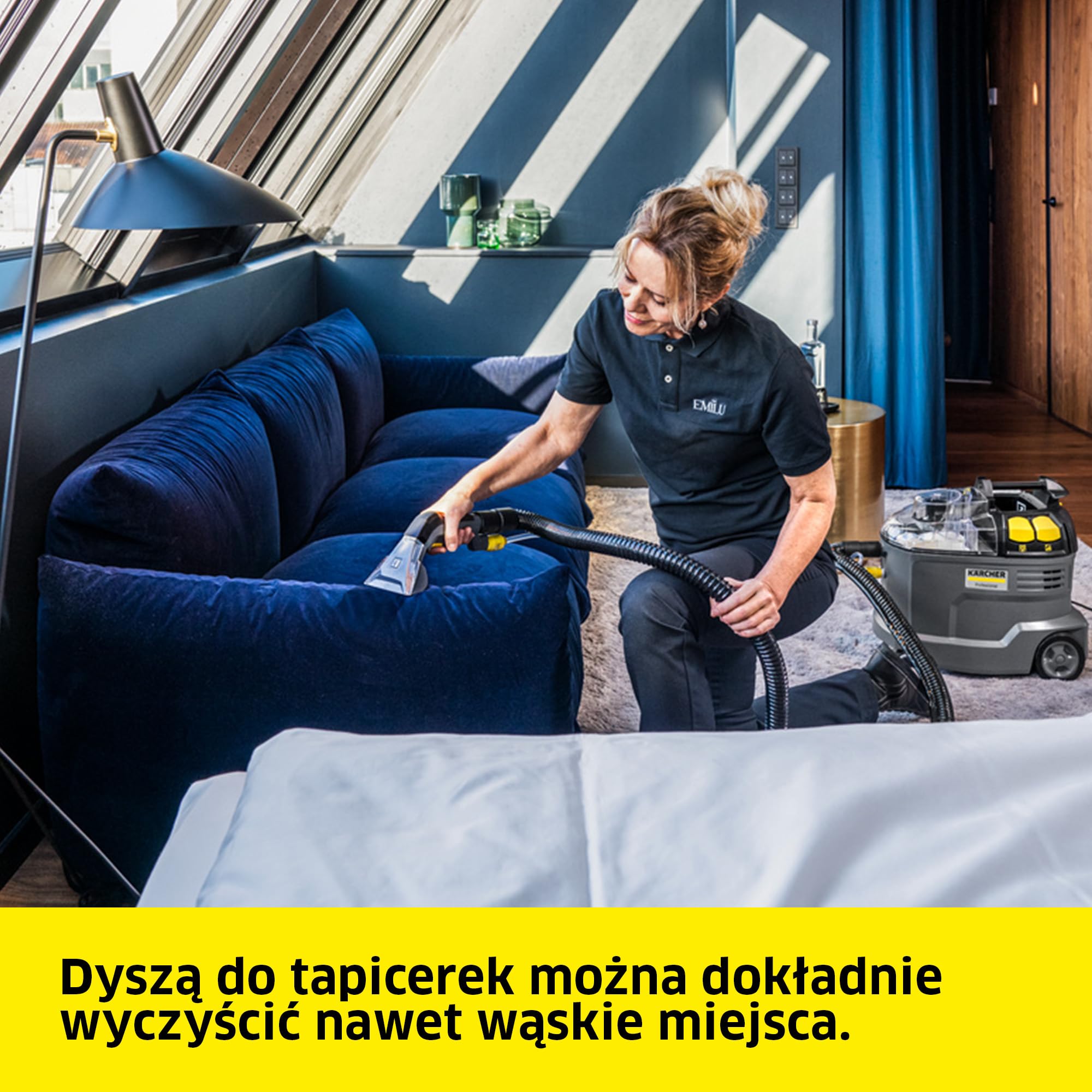 Kärcher Urządzenie ekstrakcyjne Puzzi 8/1, do tapicerki i powierzchni tekstylnych, zbiornik na czystą wodę: 8 l, natężenie rozpylania: 1 l/min, wydajność powierzchniowa: 12-18 m2/h, dysza do tapicerki