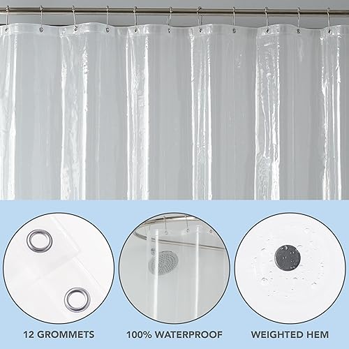 Miniatura 2 de Arkwright - Forro de cortina de ducha para baño, impermeable, transparente, calibre 8, PEVA resistente, resistente a las manchas de jabón, ojales de