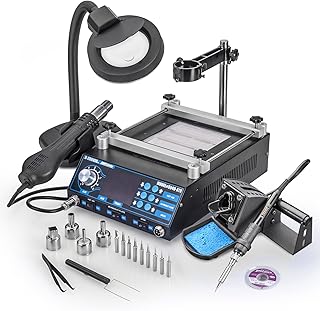 X-Tronic's • Cutting Edge in Technology • Model 5040-XR3 All-In-One Hot Air Rework & Soldering Iron Station with Preheater. Now Includes Plug & Play Hot Air Gun With Iron Holder & Sponge Cleaner