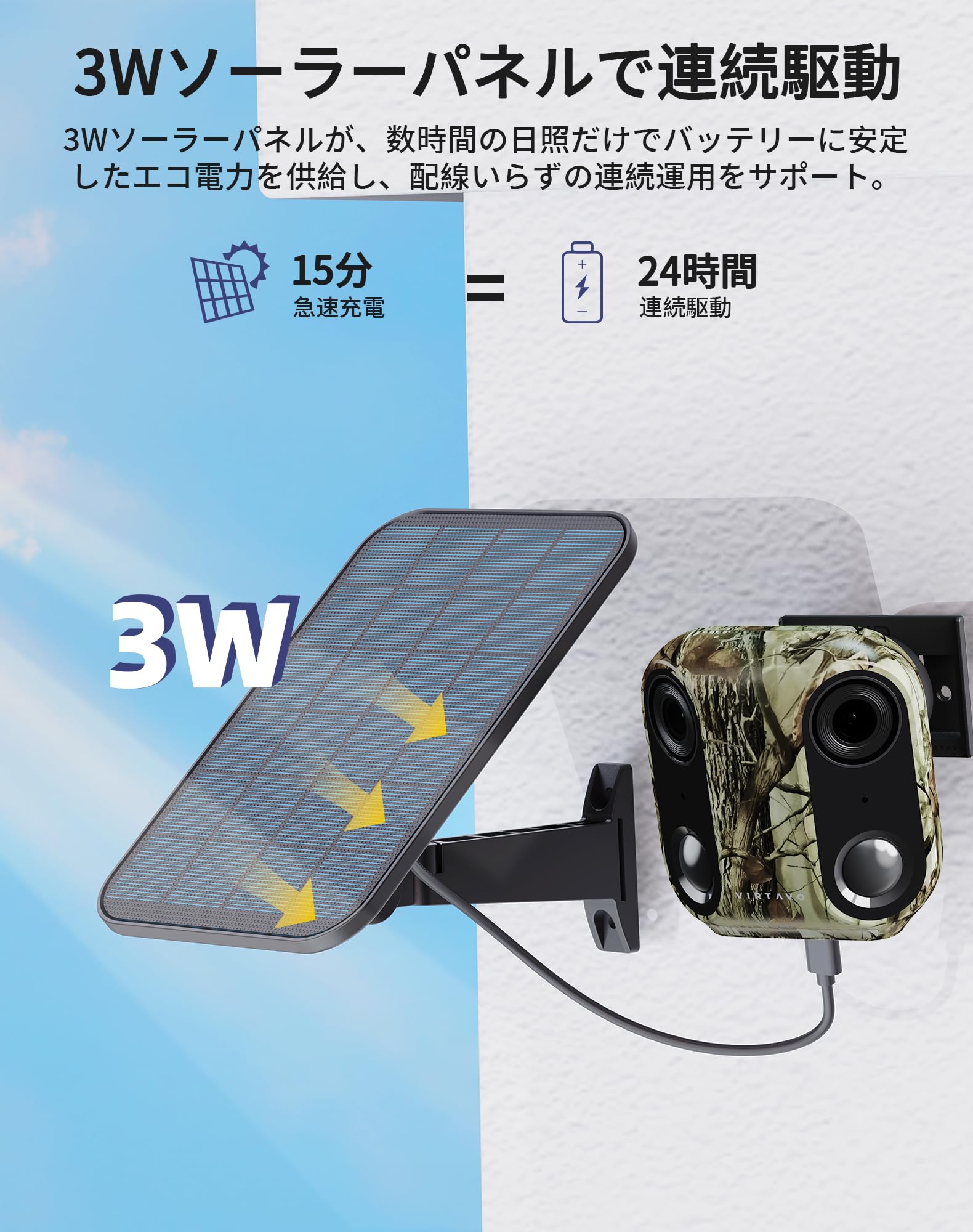 Amazon.co.jp: virtavo 防犯カメラ 屋外 ソーラー ワイヤレス 充電式