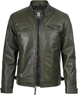 Leather Jacket Men - Cafe Racer Motorcycle Style Real Lambskin Leather Jackets For Mens