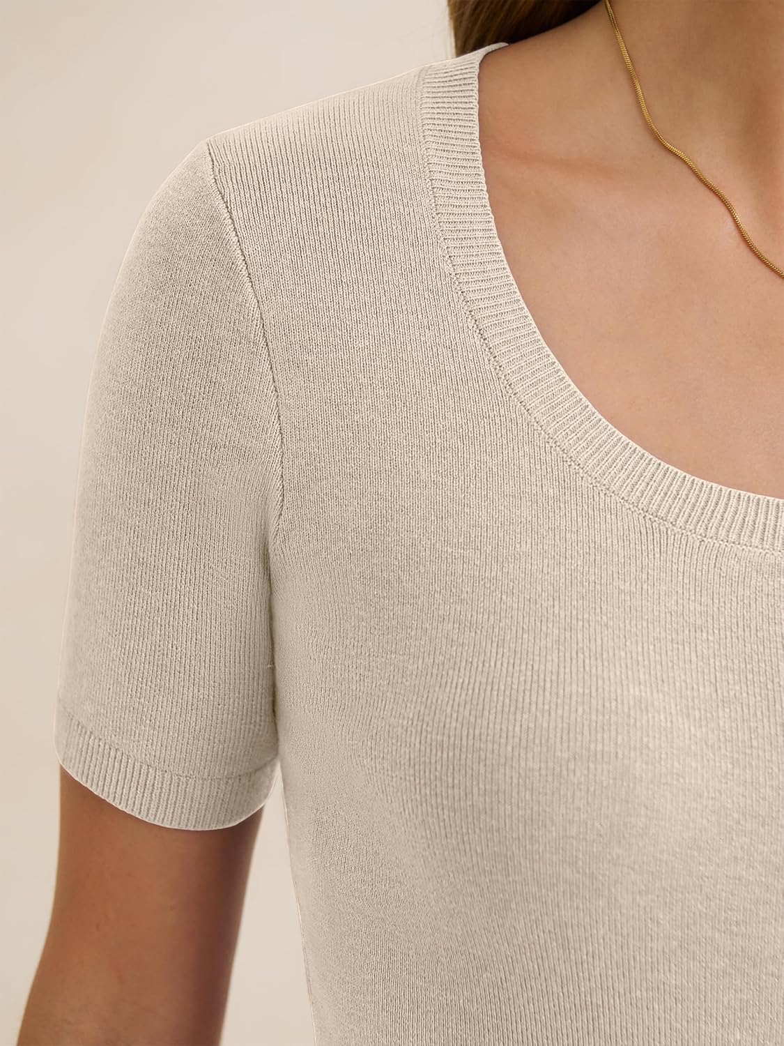 ANRABESS Womens Short Sleeve Sweaters Summer Scoop Neck Casual Basic Shirts Knit Pullover Work Tops 2026 Spring Outfits - Image 2