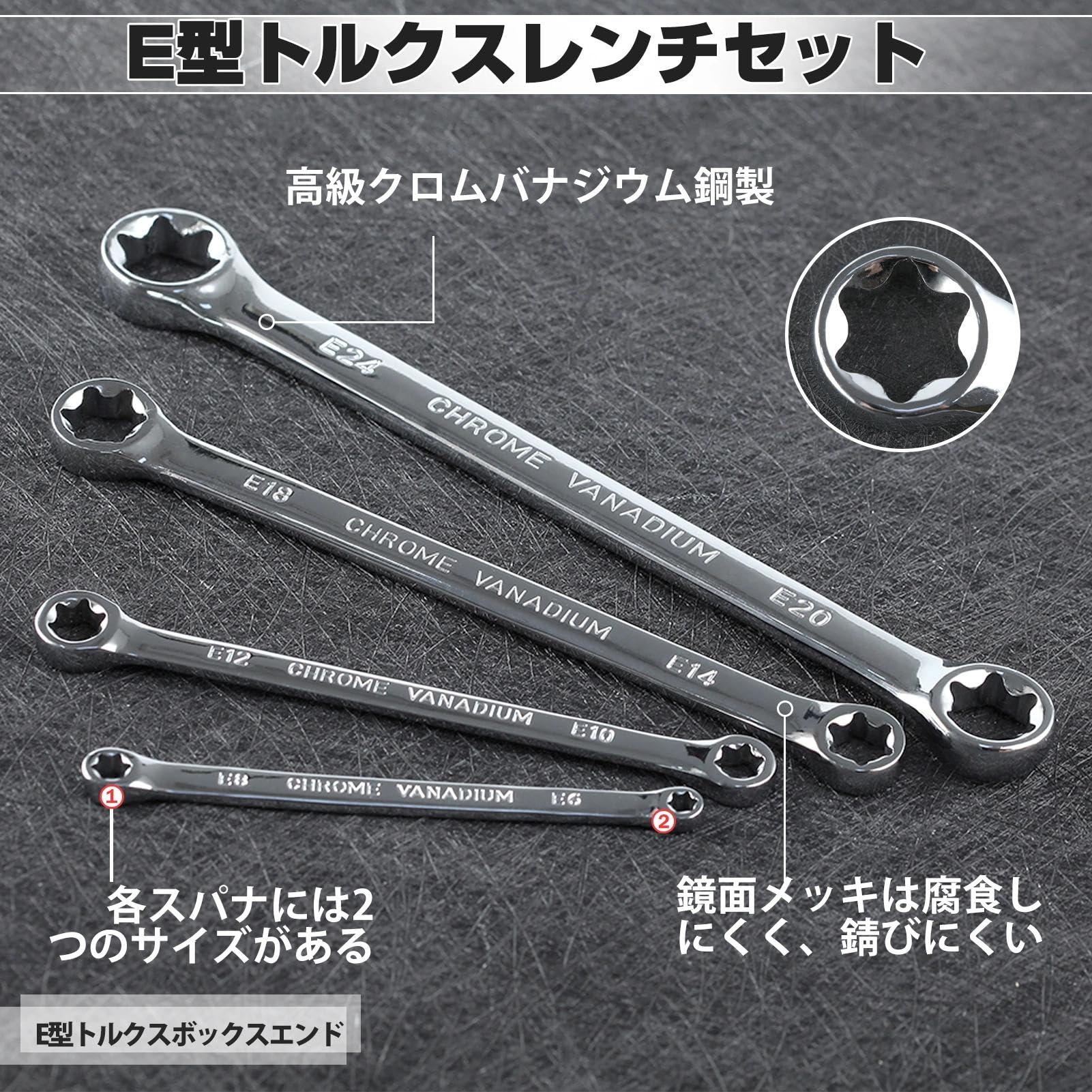 Amazon | LEONTOOL トルクス メガネ E型 レンチ 4本組 E6xE8