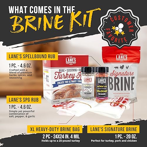 Miniatura 5 de Lane's Kit definitivo de salmuera de pavo con bolsa, kit de salmuera natural de primera calidad con salmuera, bolsa de salmuera XL resistente,