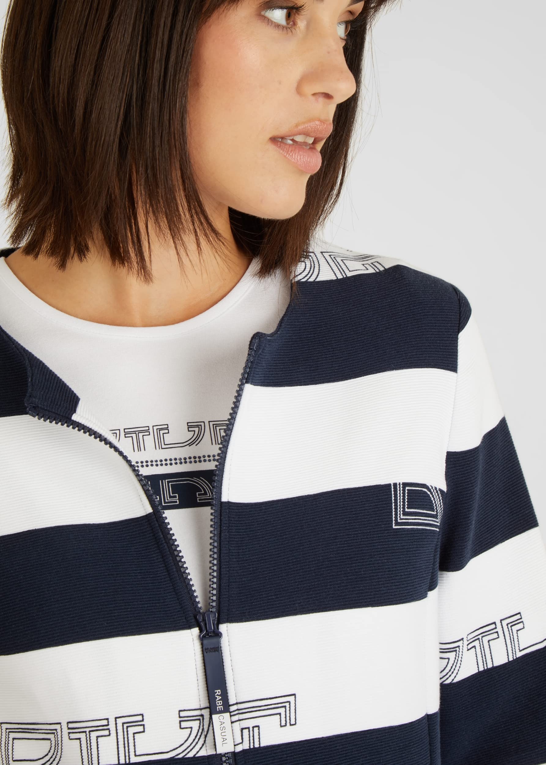 Rabe Selection Twinset mit Streifen-Jacke in Blau, Größe 46