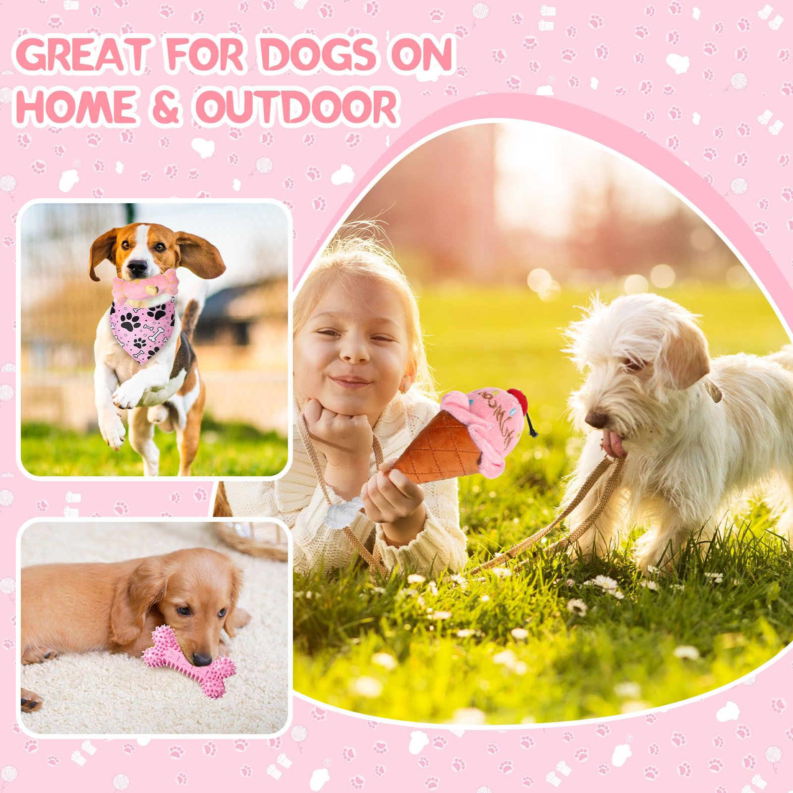 MiniInflat Paquete de 14 juguetes para cachorros para dentición, juguetes masticables para cachorros, perros pequeños, juego de juguetes rosados, lindas bolas de goma suave para limpieza de dientes de