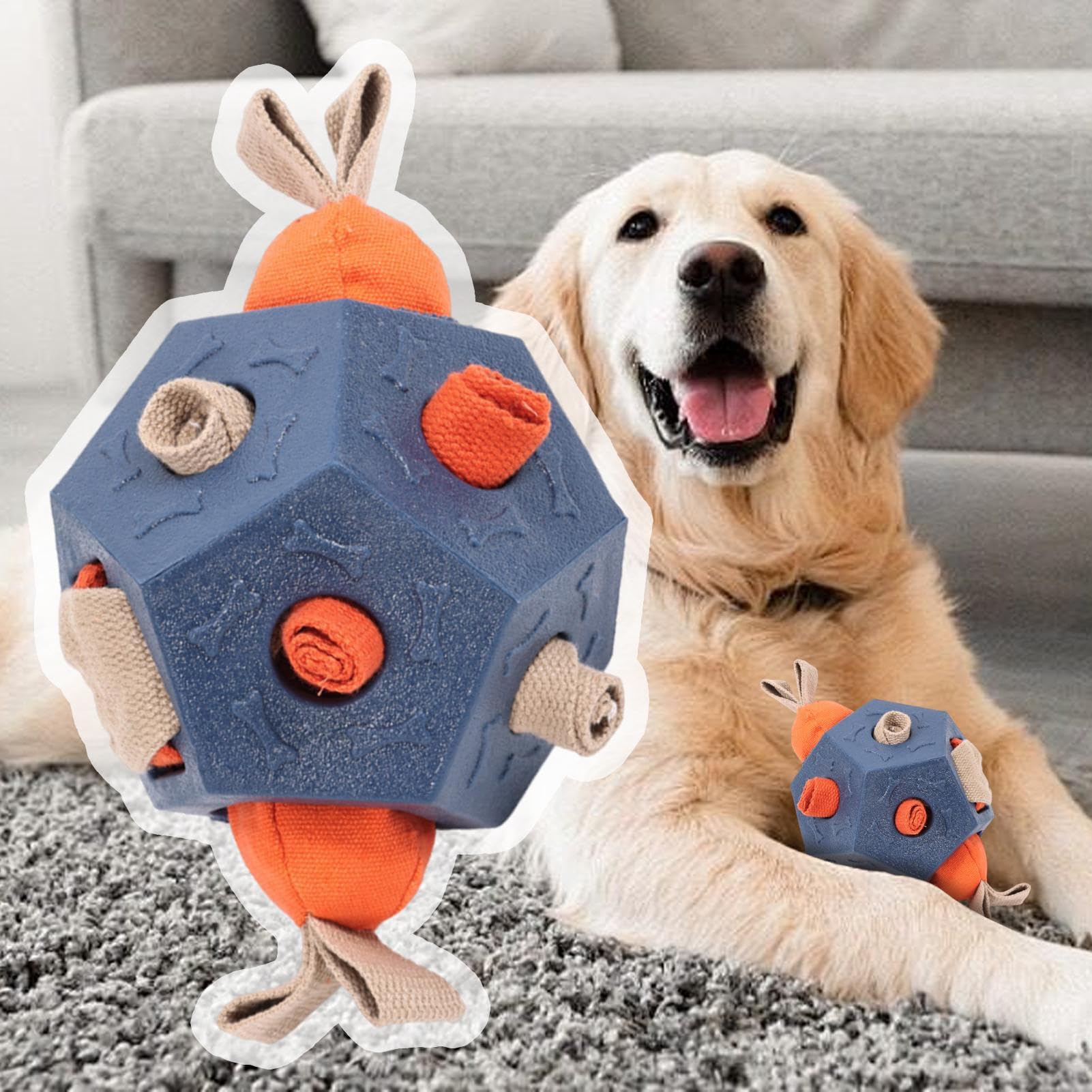 Leckerli-Spender Für Hunde - Interaktives Spielzeug Zur Geistigen Stimulation & Langsamen Fütterung, Gelb, 14,3x14,3 Cm