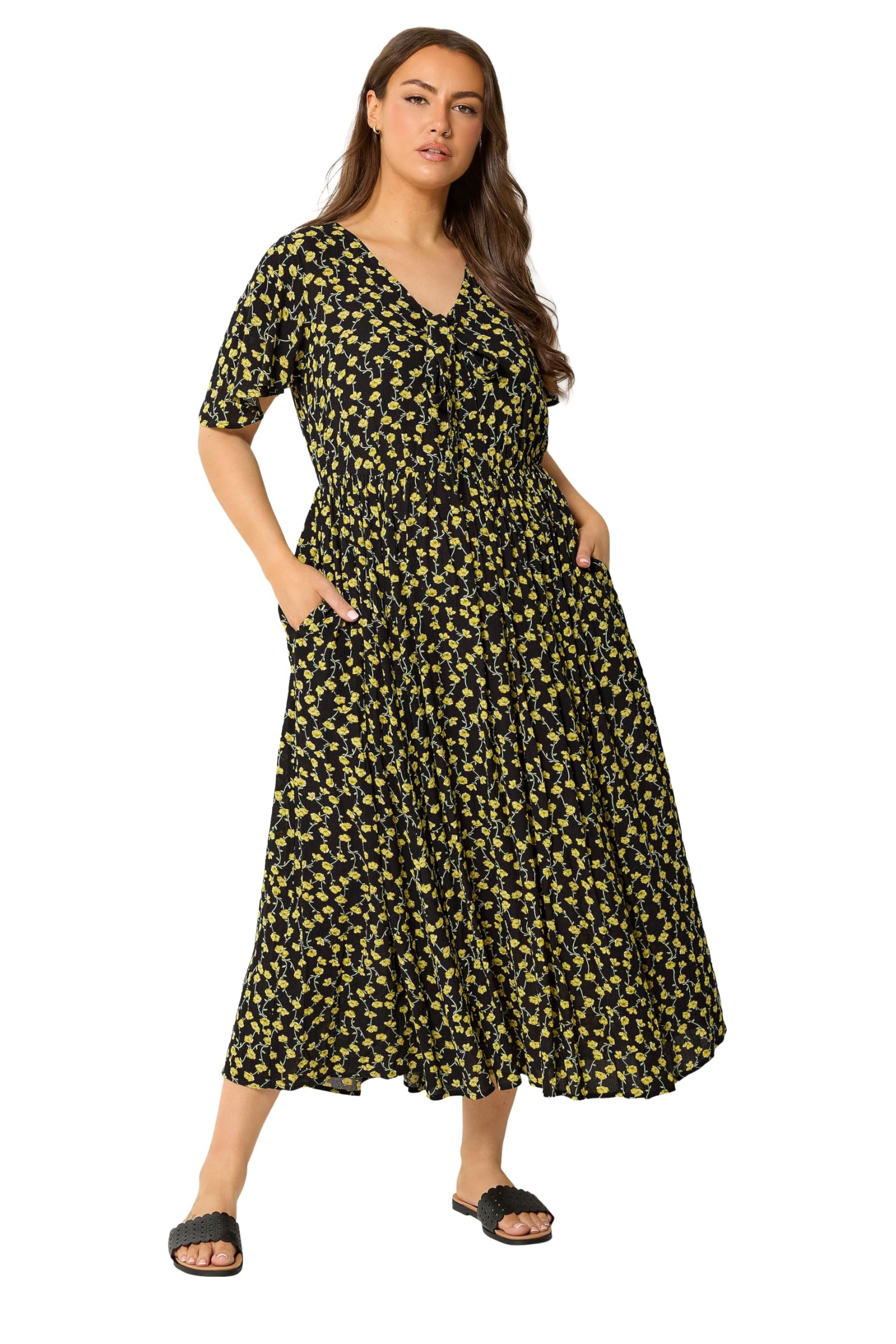 Yours - Women's Maxi Dress - Floral Print - Size 26-28 - Black