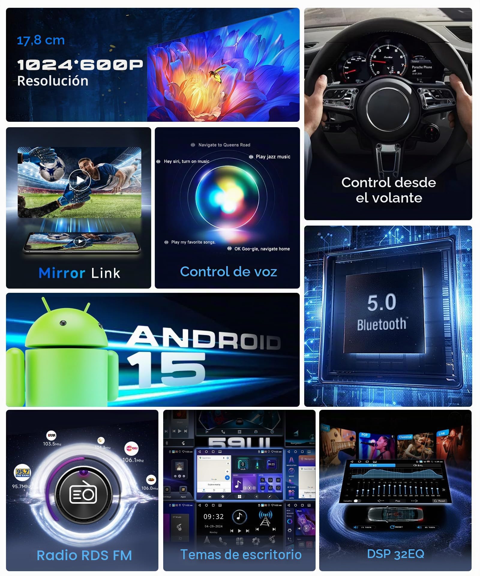 VECHTEL 4G+64G Android 15 Radio Coche para VW Golf 5 6 Passat Jetta Caddy EOS T5 Tiguan Touran CC Polo, 7 pulg. Pantalla Táctil con Carplay Android Auto GPS Wi-Fi USB Tipo-C Bluetooth FM RDS Cámara