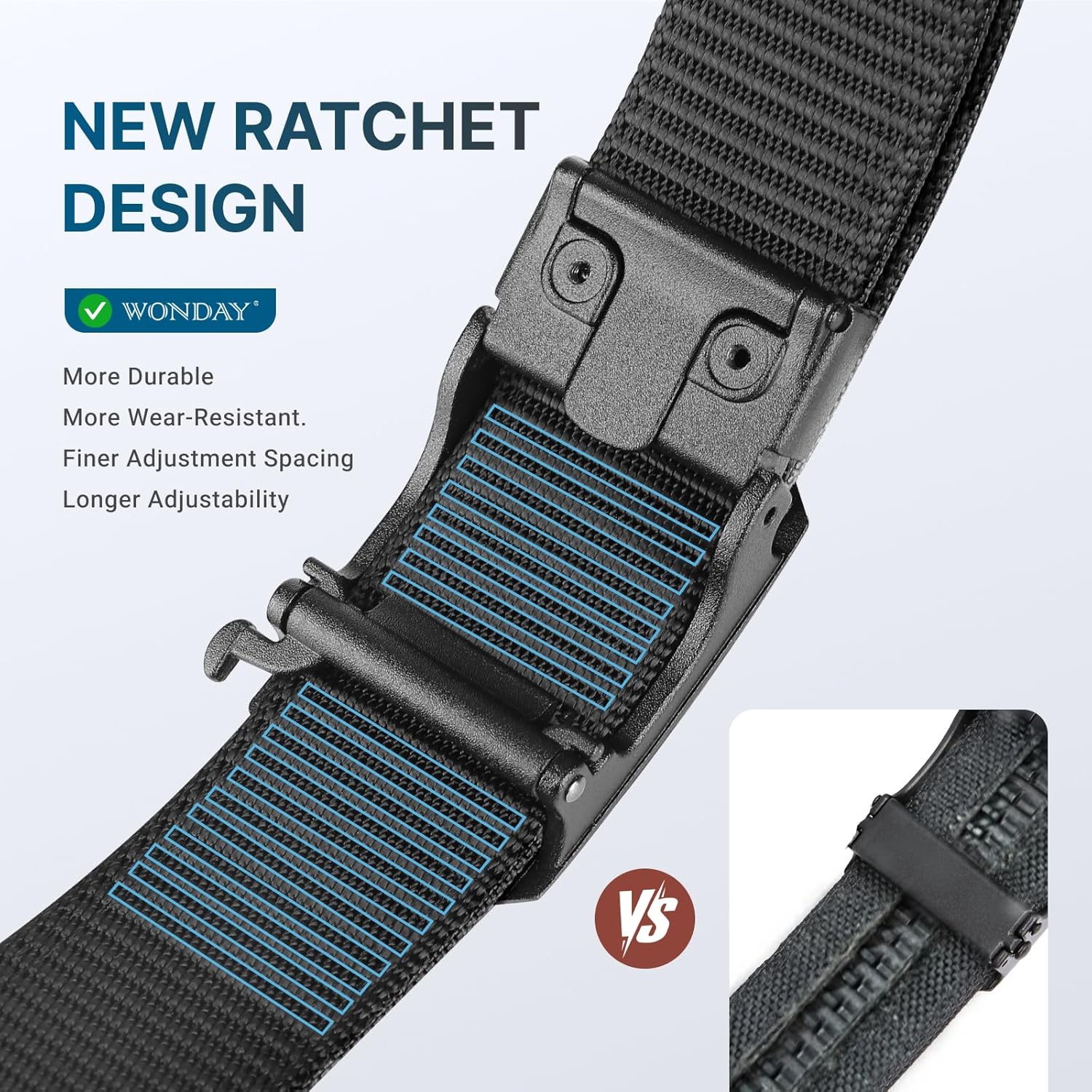 WONDAY Tactical Gun Belt Patented Ratchet CCW Rigid Men EDC Stiff Heavy Duty Work 1.5" Battle Concealed Carry Nylon Belts - Image 5