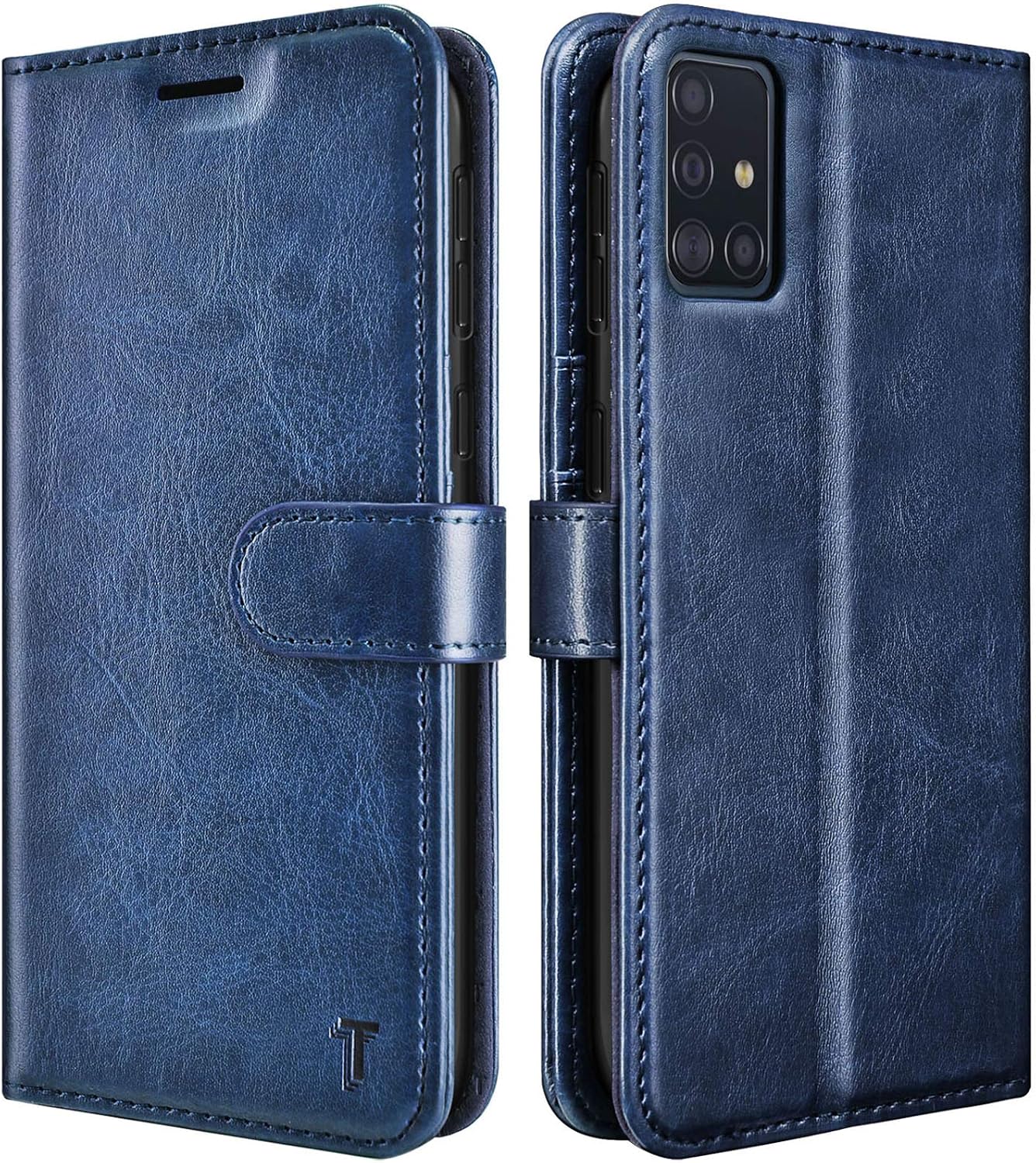 Tekcoo Galaxy A71 5G Case, [5G Version] Galaxy A71 Wallet Case, Premium [RFID Blocking] Cash Credit Card Slots Holder Carrying Vegan Leather Phone Folio Flip Cover for Samsung Galaxy A71 5G [Blue]