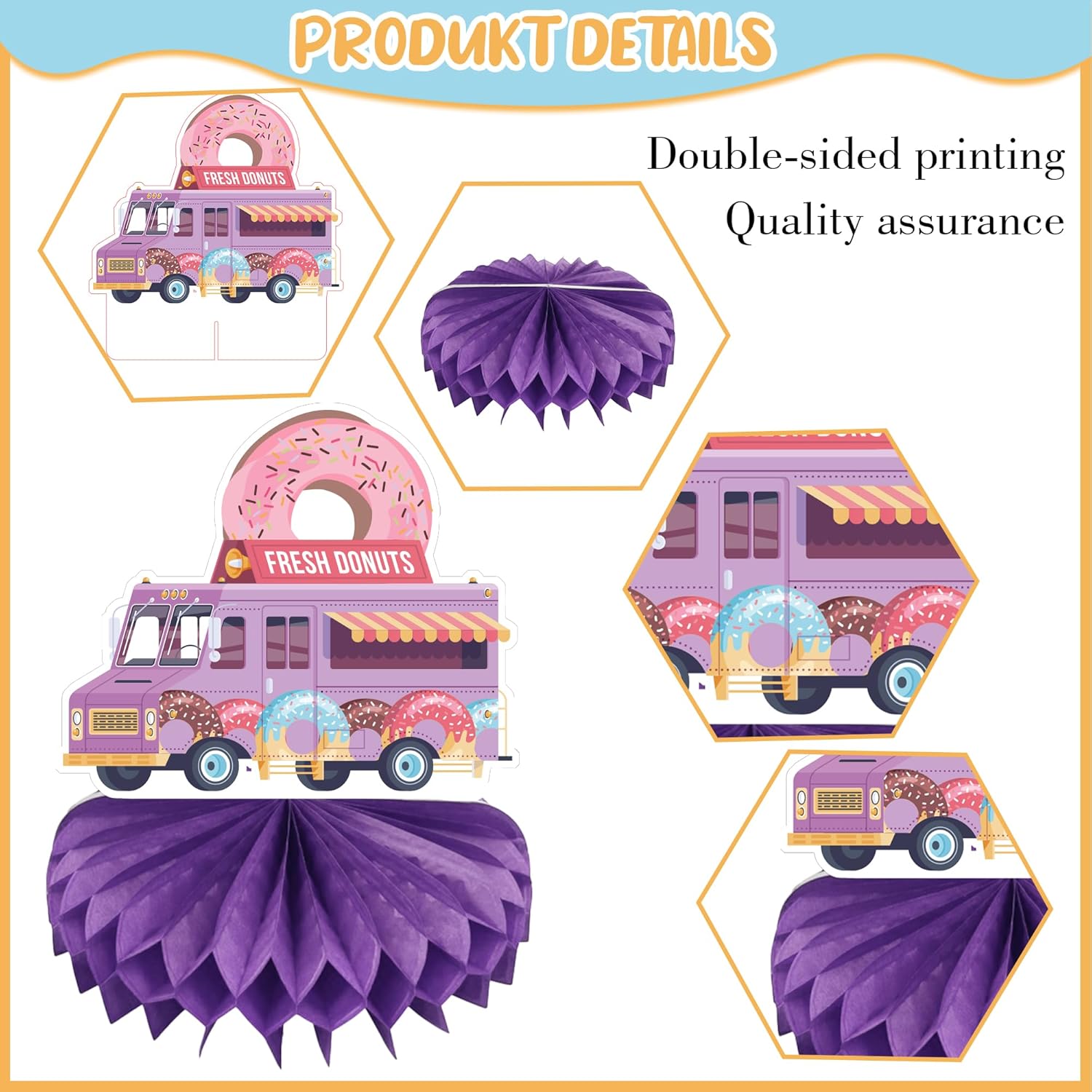 Sweet Sassy Seven Birthday Decorations - 9 Pcs Honeycomb Table Decoration Centerpiece 7th Girl Cute Forever Donut Ice Cream Themed Pattern Sets for 7 Years Old Girls Birthday Sweetheart Party Supplies