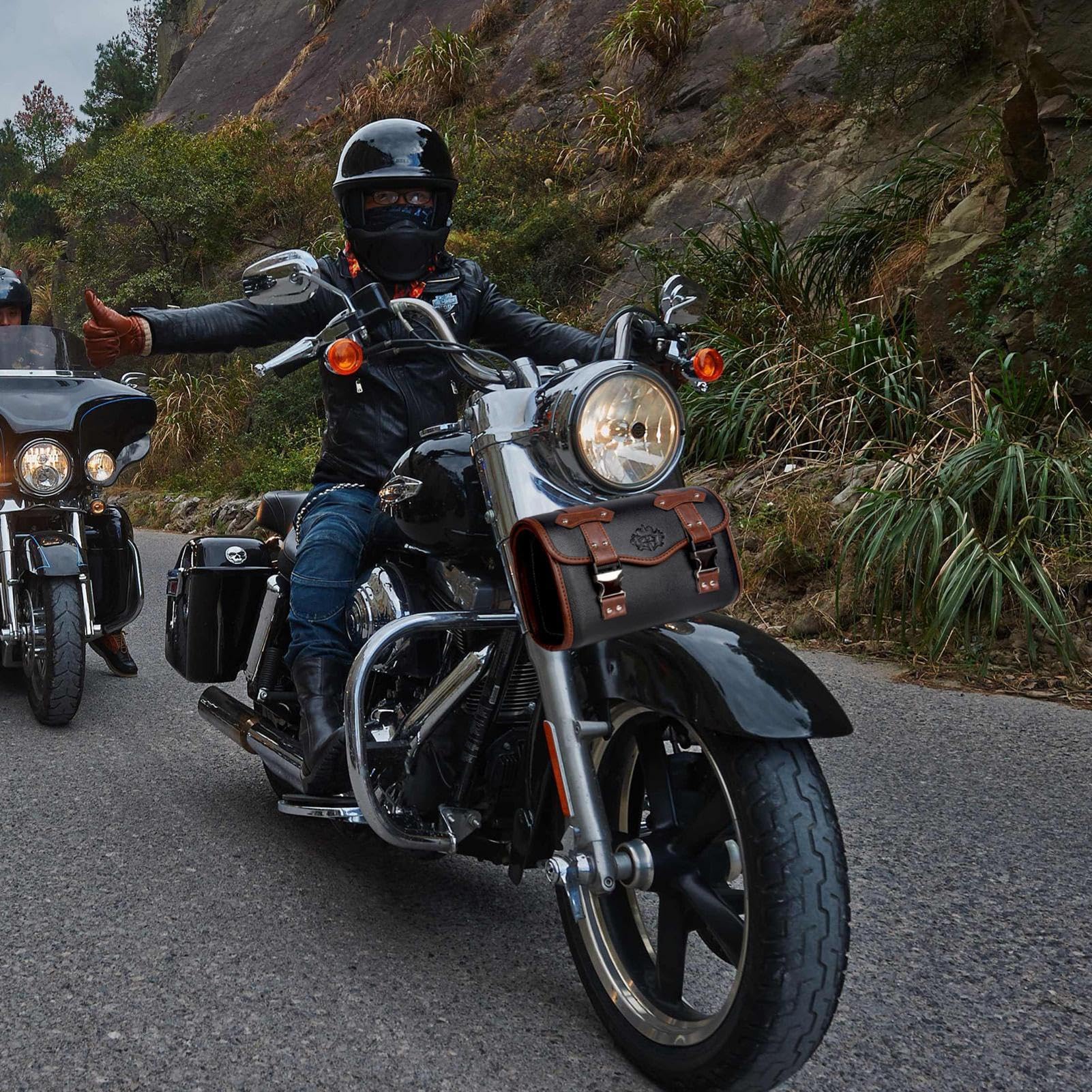 Sacoche de Fourche de Moto, Sac à Outils en Cuir, Sac à Outils